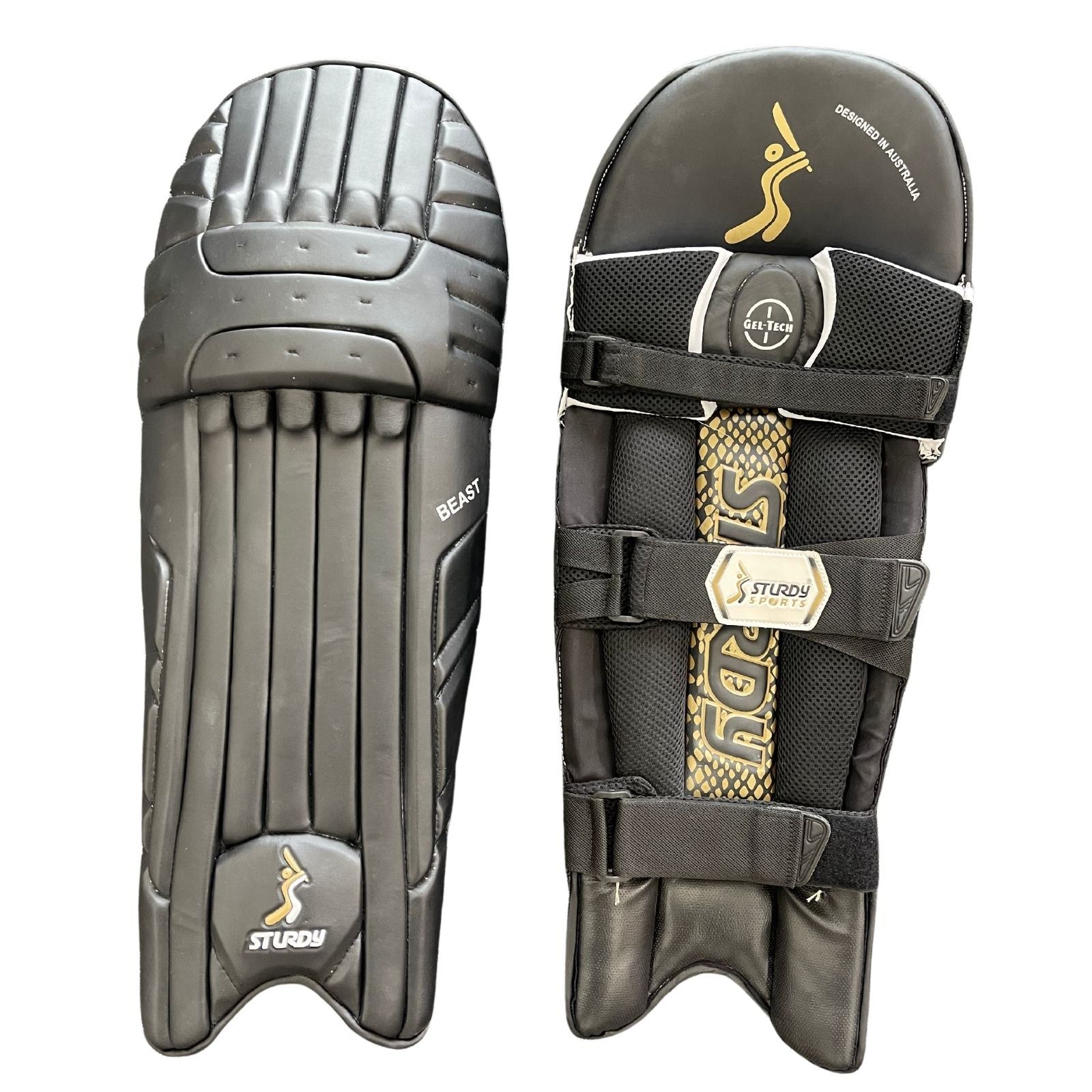 Sturdy Beast Coloured Batting Cricket Pads - Senior Black