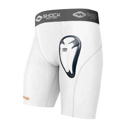 Shock Doctor Core Compression Short with Bio Flex Cup - White