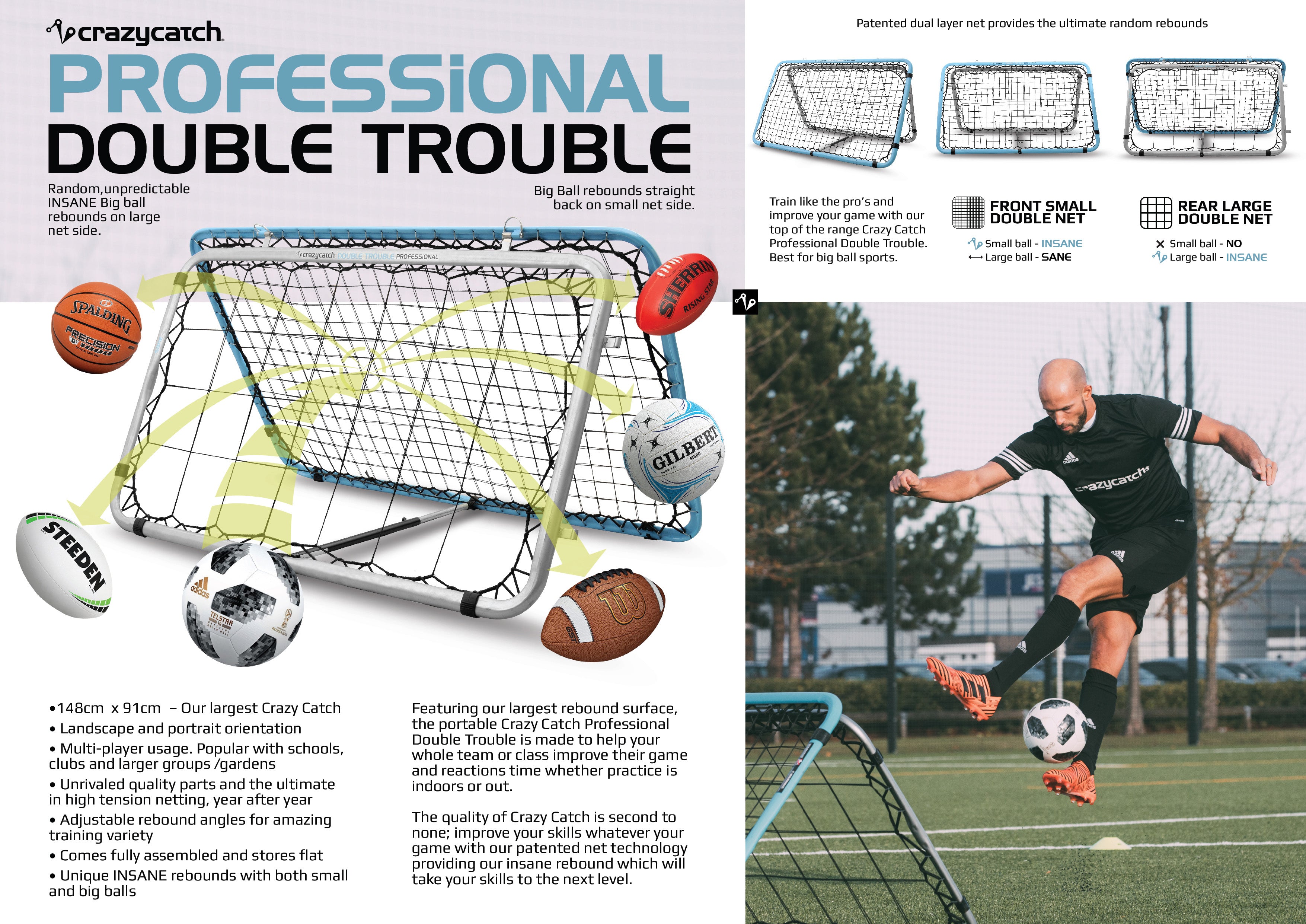 Crazy Catch Professional Double Trouble Rebounder Net