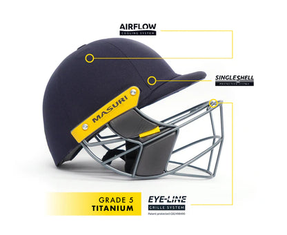 Masuri E Line Titanium Grille Cricket Helmet - Senior Black