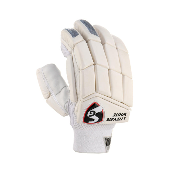 SG Litevate White Cricket Batting Gloves - Senior