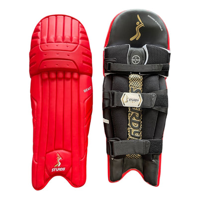 Sturdy Beast Coloured Cricket Batting Legguard - Adult Red