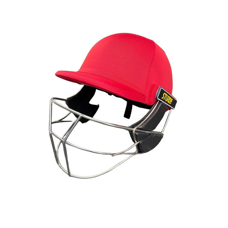 Sturdy Cheetah Red Steel Cricket Helmet - Senior